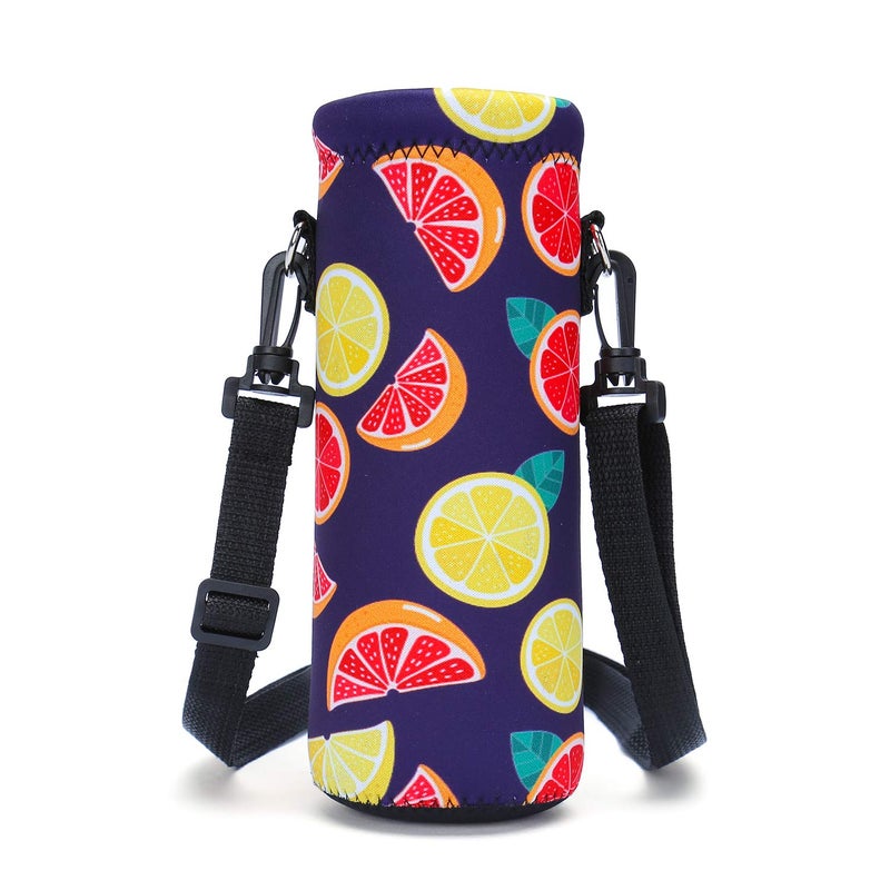 AMARY 1000ML Neoprene Water Bottle Carrier Bag with Adjustable Shoulder Strap,Insulated Water Bottle Cover for Stainless Steel/Glass/Plastic Bottles 34OZ (Lemon) - Image 4